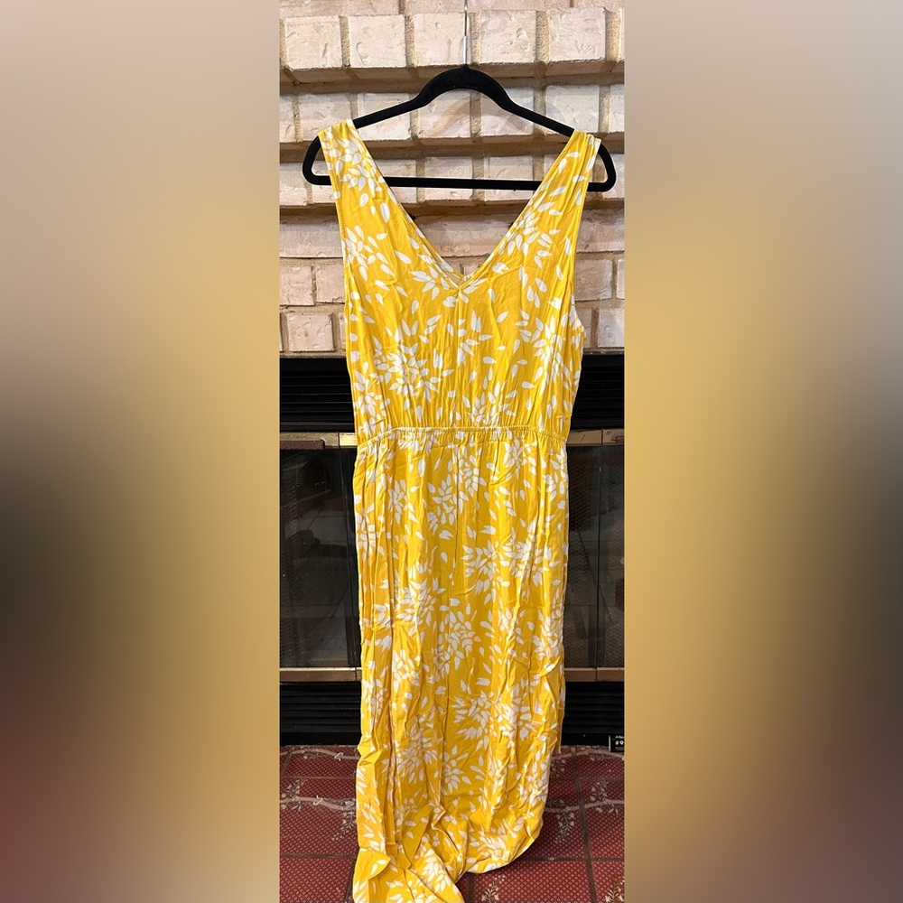A New Day Sunlit Yellow Dress with White Floral Design